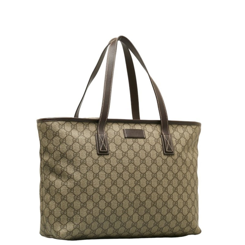 Gucci GG Supreme Tote Bag 211137 Beige PVC Leather Women's GUCCI - Picture 2 of 9